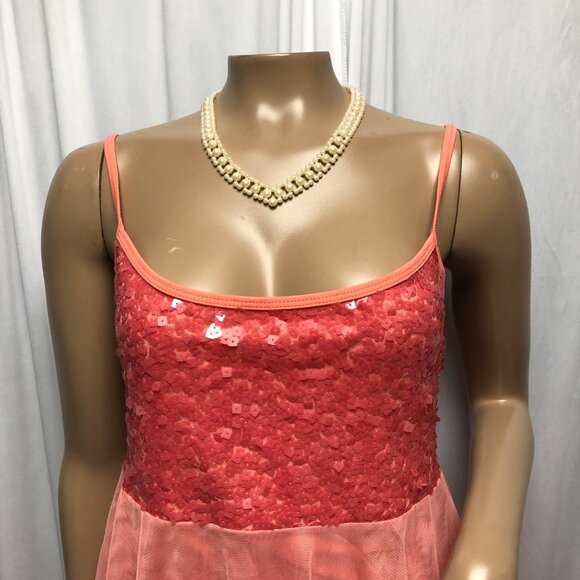 Double Platinum Performancewear Dress Size Large Coral Sequins Dancewear Shorts - Picture 2 of 8